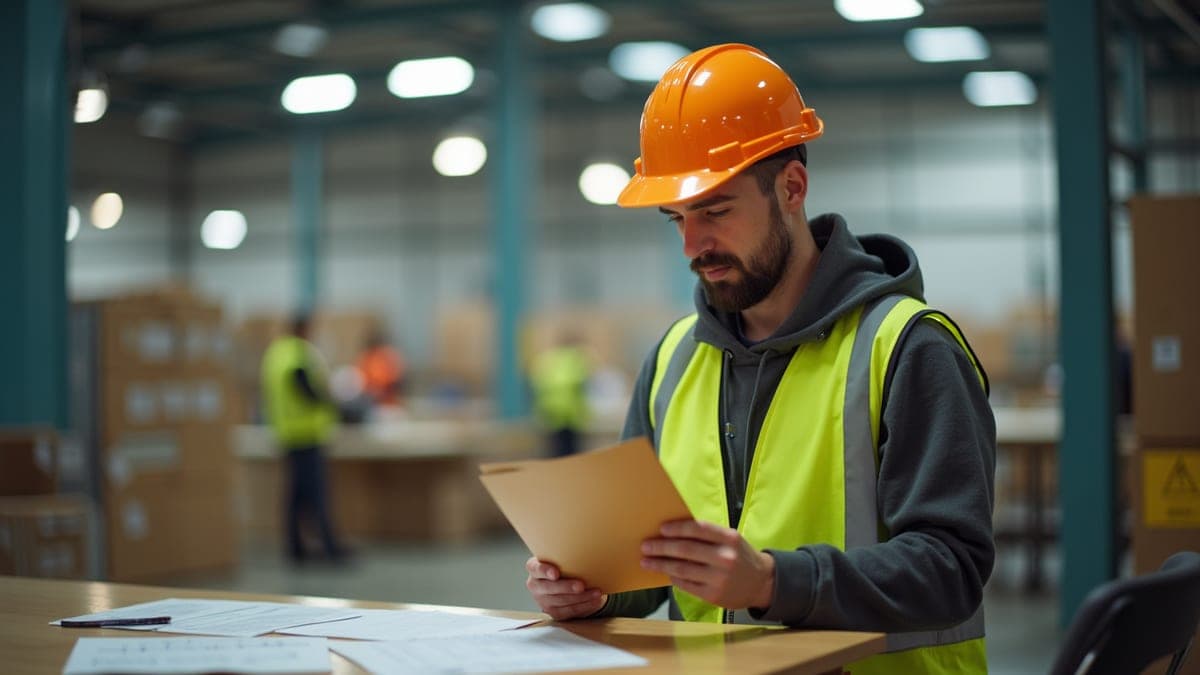 Warehouse worker in a break room