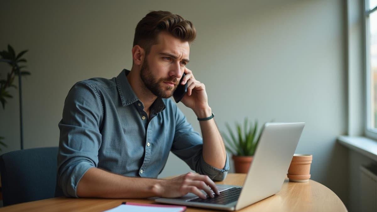 Man on the phone arranging a payment plan