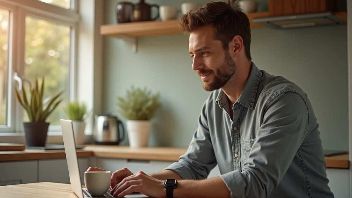 Man checking his tax on a laptop at home