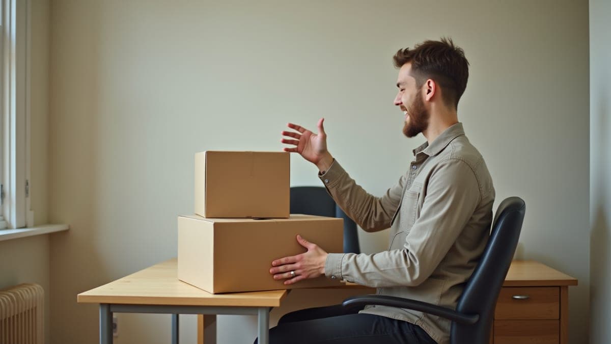 Entrepreneur setting up a new office