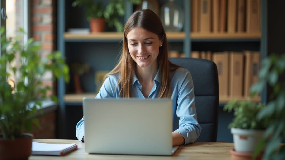 Small business owner at her office desk