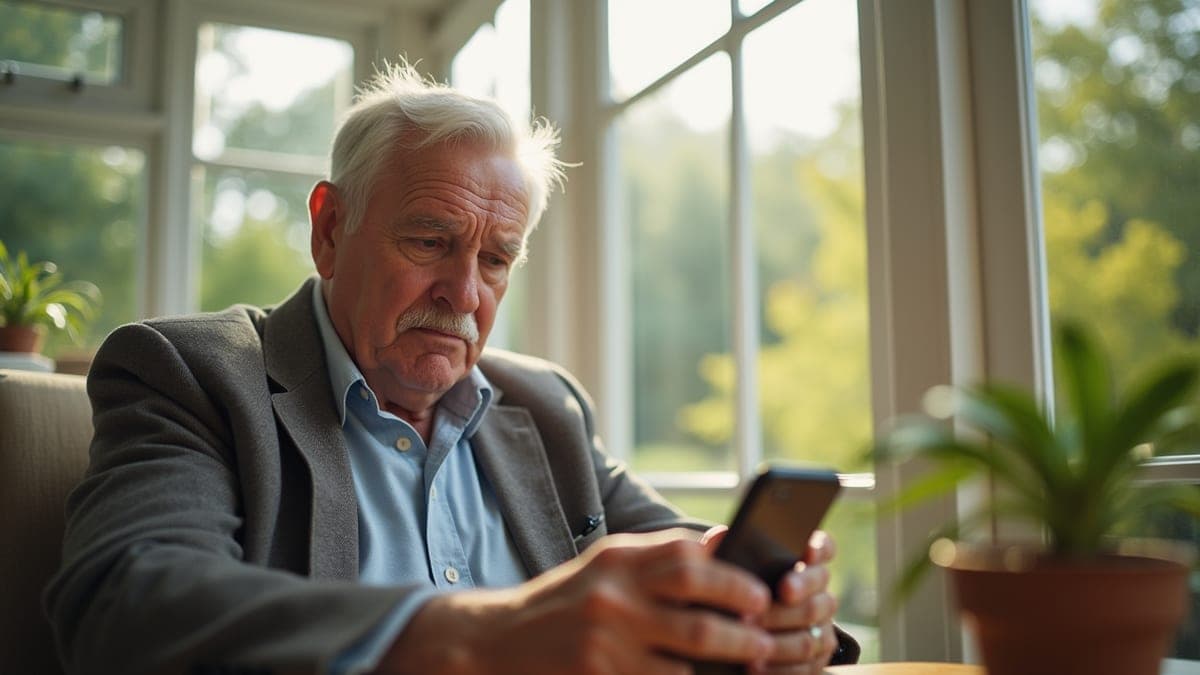 Man checking a pension payment on his phone